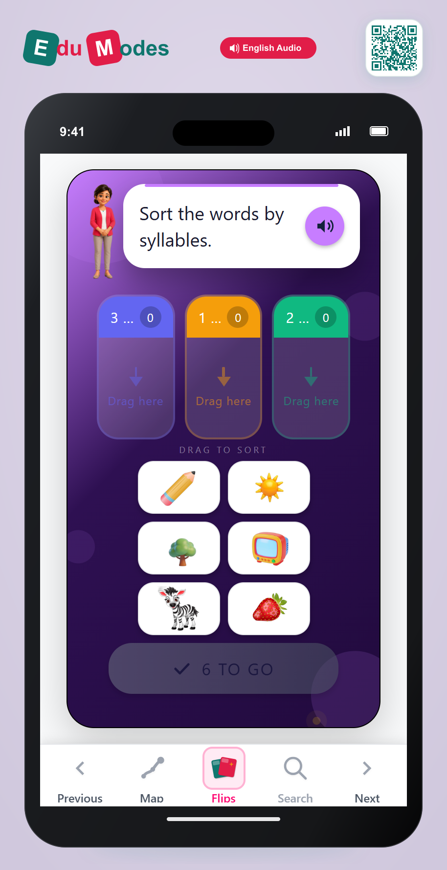 Sort Syllables - 1, 2, or 3 (B) - Interactive Learning Game Preview