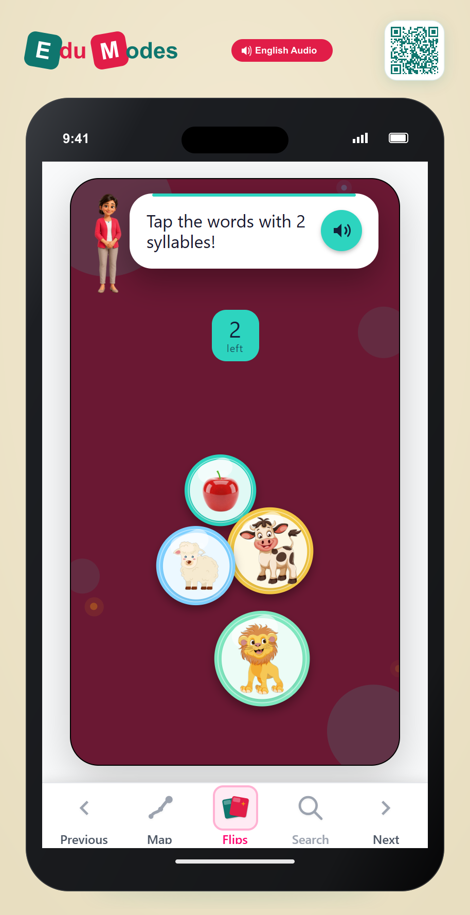 Tap the 2-Syllable Words - Interactive Learning Game Preview