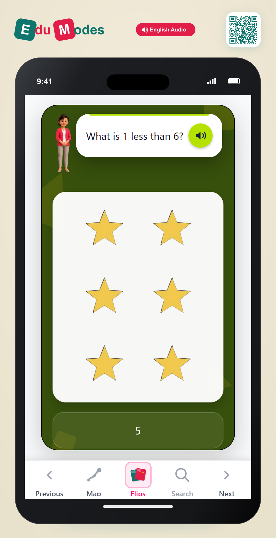 One less than 6 - Visual - Interactive Learning Game Preview