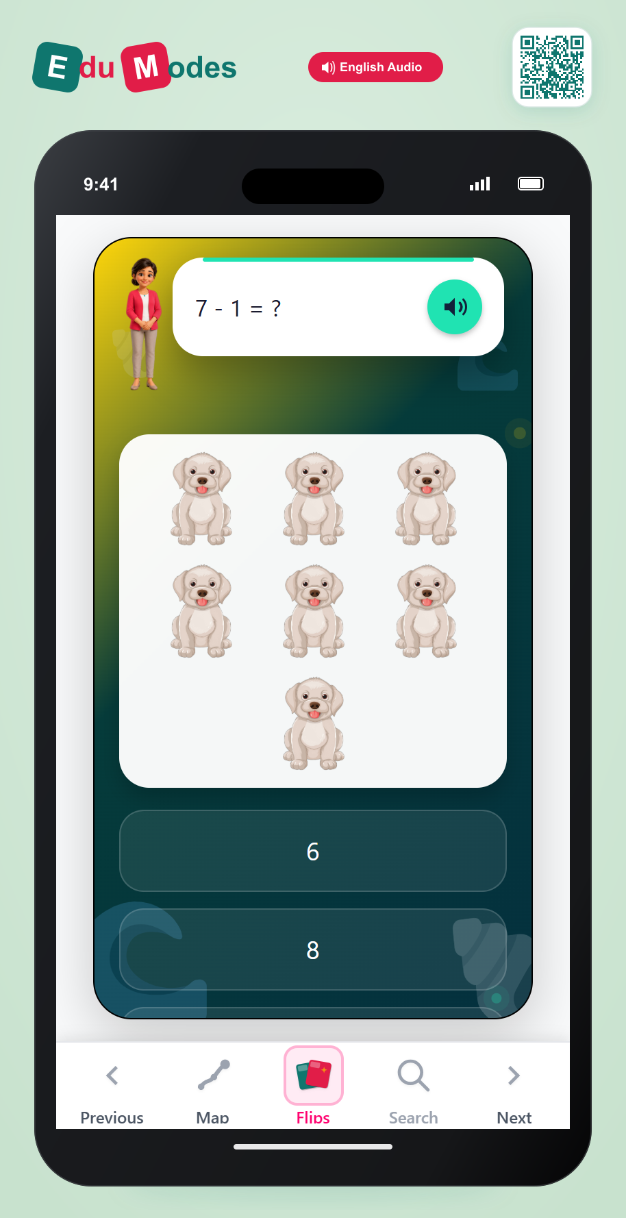 One less than 7 (Visual) - Interactive Learning Game Preview