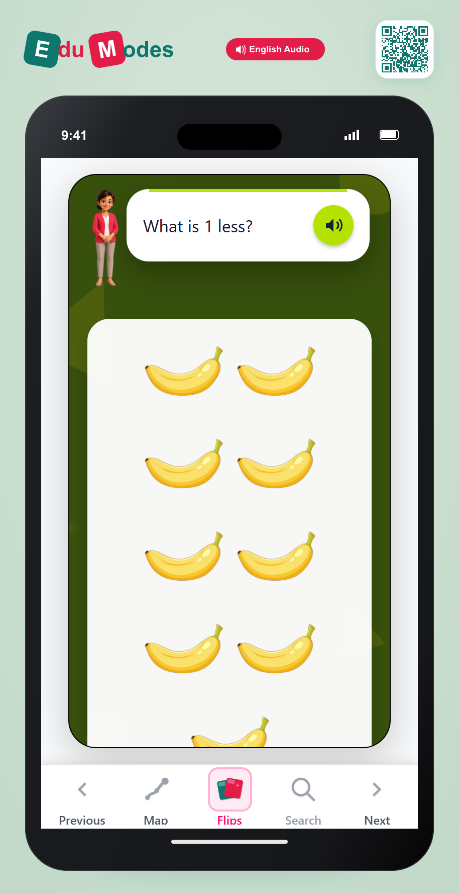 Count 1 Less (Bananas) - Interactive Learning Game Preview