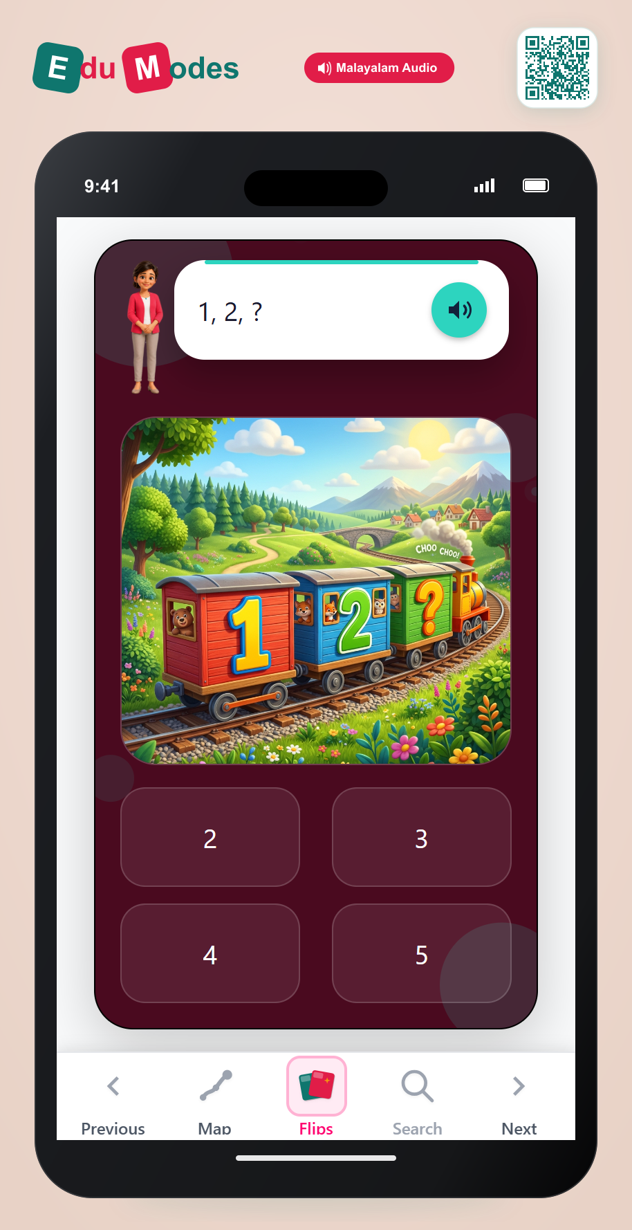 Count Up and Down to 10 - Flip 1 (Malayalam) - Interactive Learning Game Preview