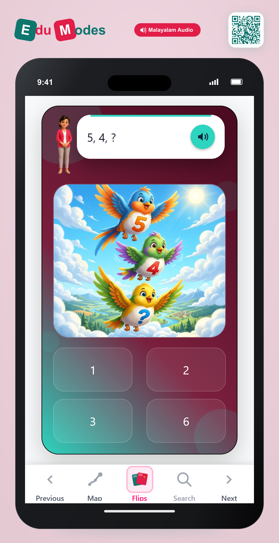 Count Up and Down to 10 - Flip 4 (Malayalam) - Interactive Learning Game Preview