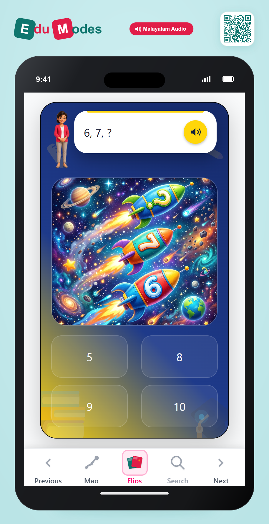 Count Up and Down to 10 - Flip 7 (Malayalam) - Interactive Learning Game Preview