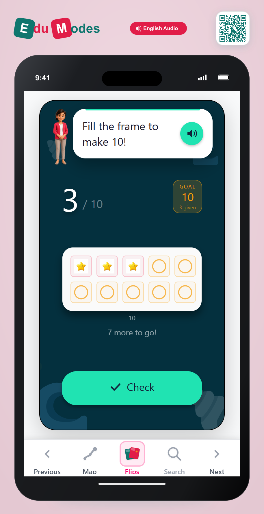 Count to fill a ten frame - Flip 7 - Interactive Learning Game Preview