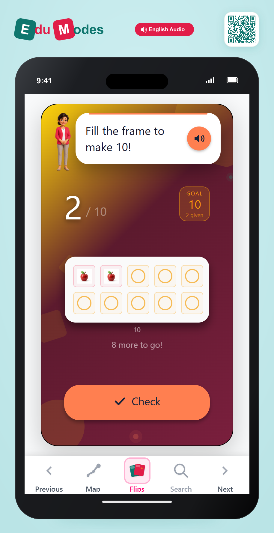 Count to fill a ten frame - Flip 8 - Interactive Learning Game Preview