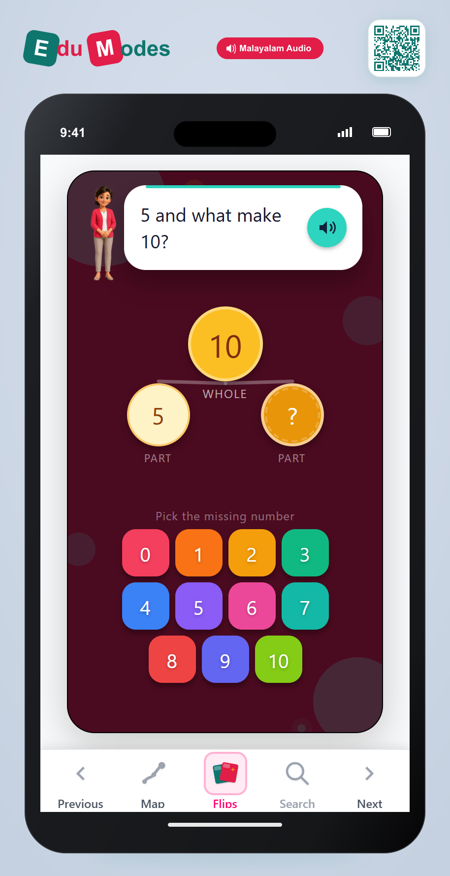 Count to fill a ten frame - Flip 10 (Malayalam) - Interactive Learning Game Preview