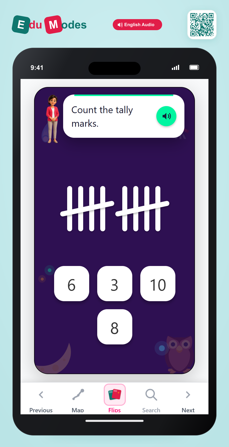 Tally marks - up to 10 - Flip 7 - Interactive Learning Game Preview