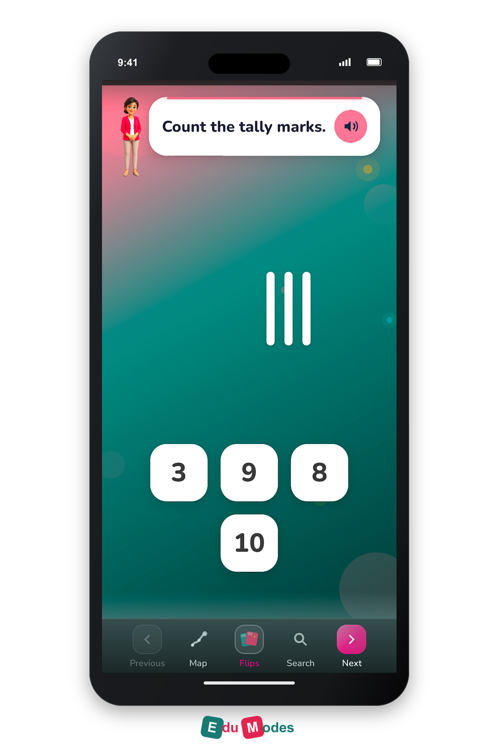 Tally marks - up to 10 - Flip 1 (Malayalam) - Interactive Learning Game Preview