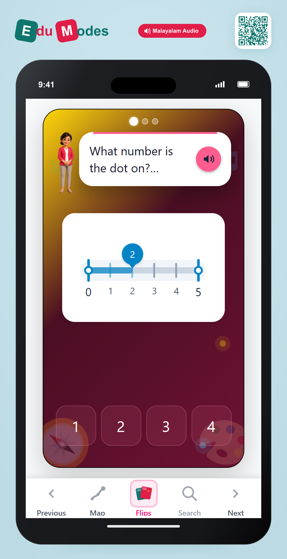 Number lines up to 5 - Find the Number (Malayalam) - Interactive Learning Game Preview