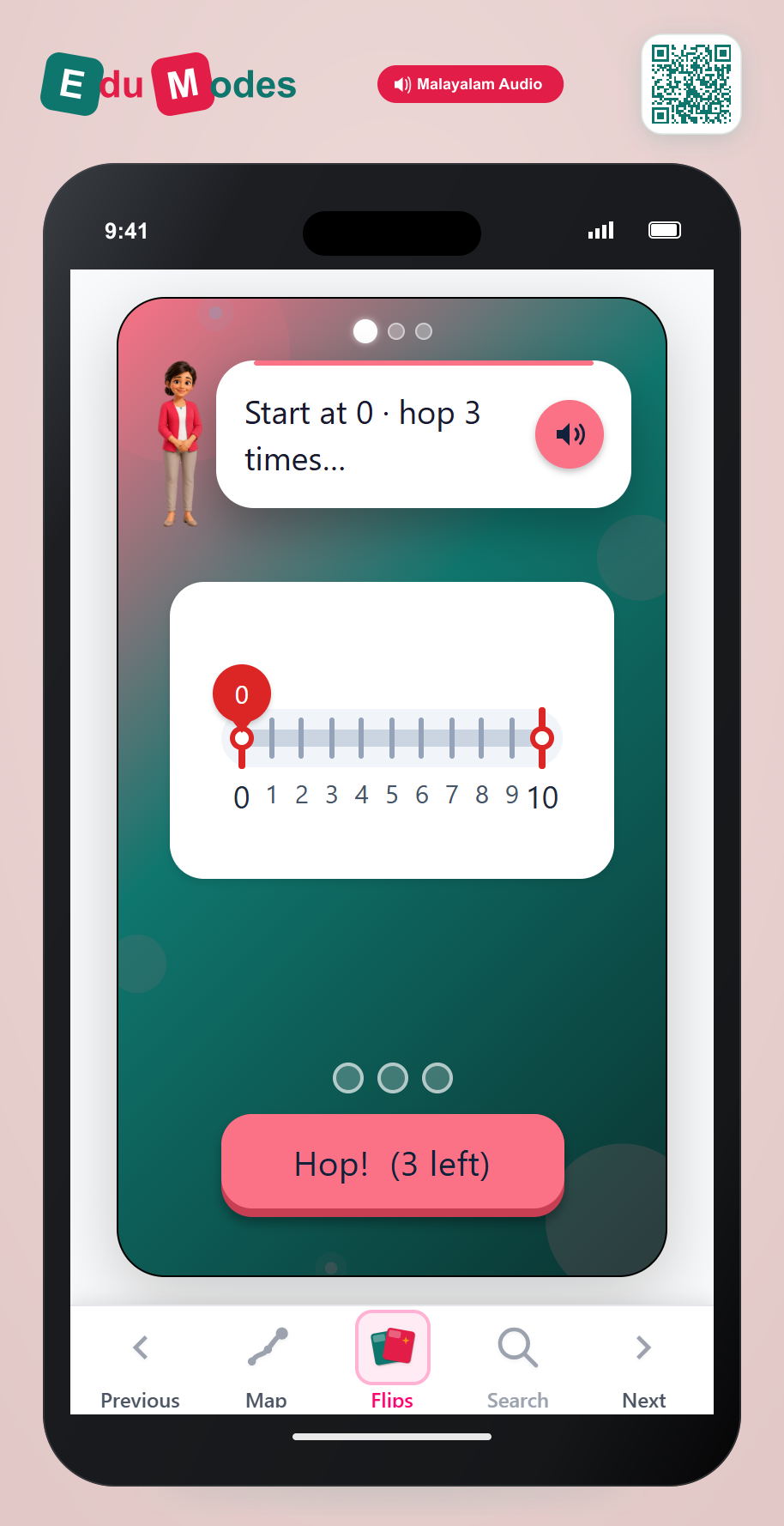 Number lines up to 10 - Frog Hops (Malayalam) - Interactive Learning Game Preview