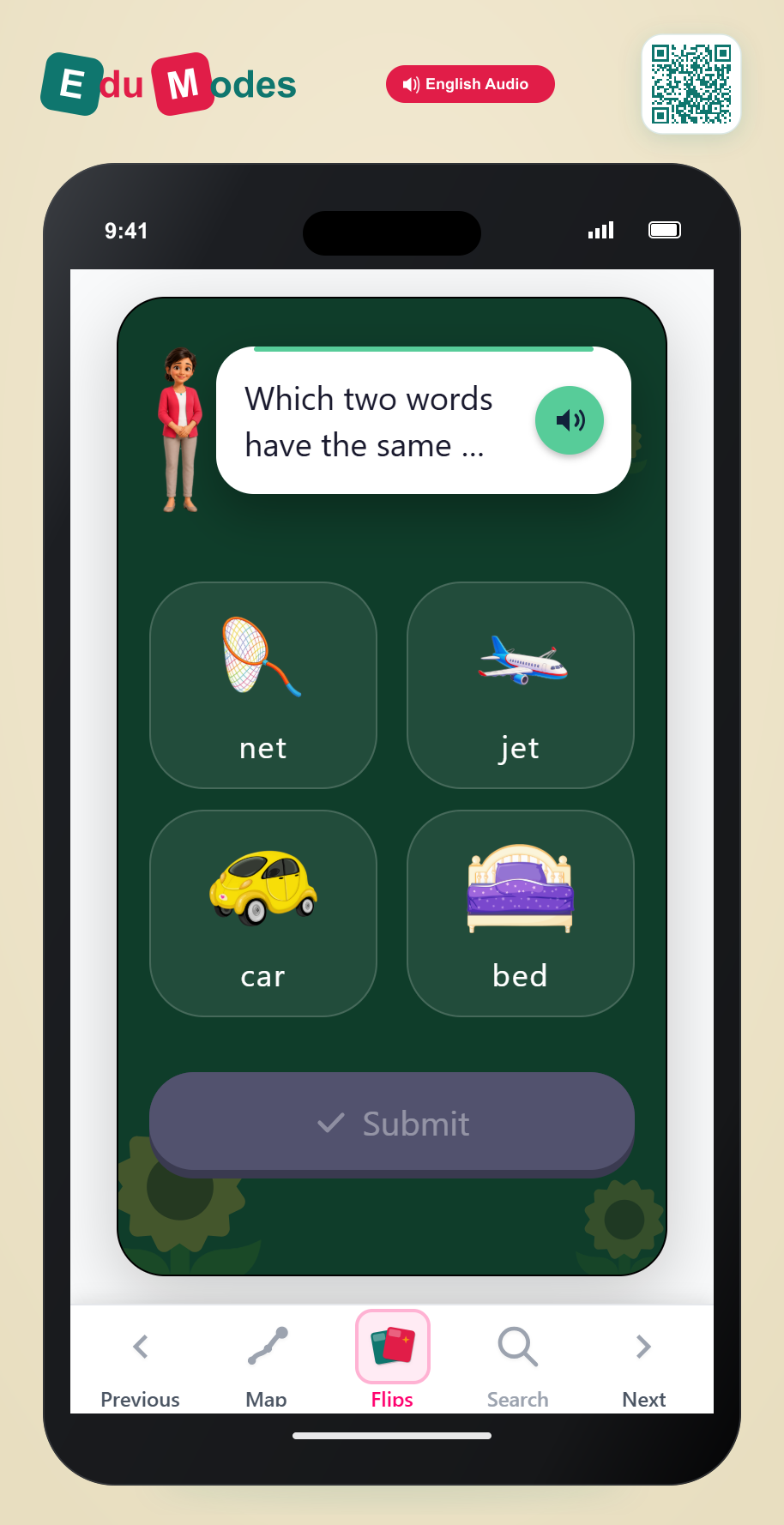 Which two words have the same ending? - Part 5 - Interactive Learning Game Preview
