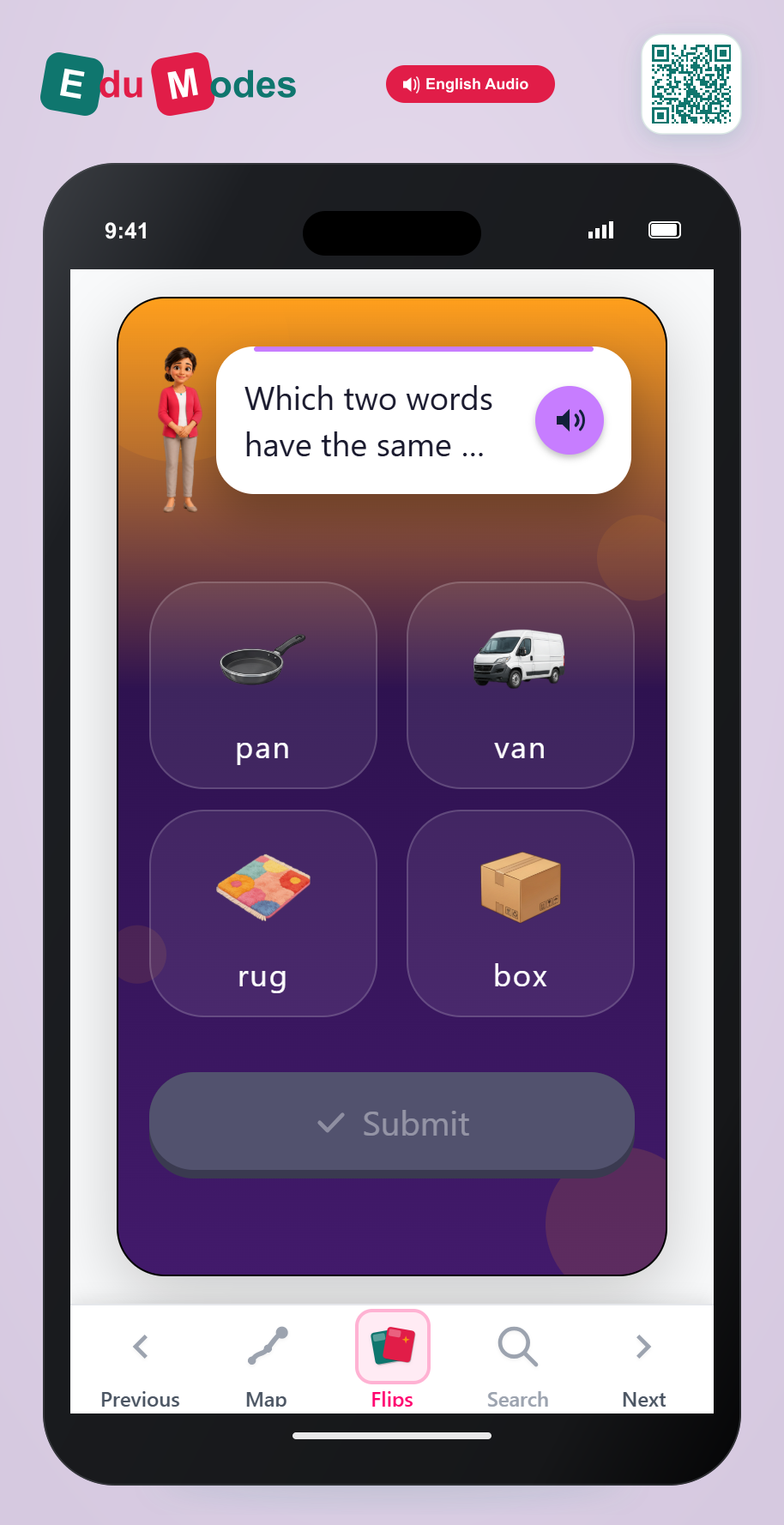 Which two words have the same ending? - Part 7 - Interactive Learning Game Preview