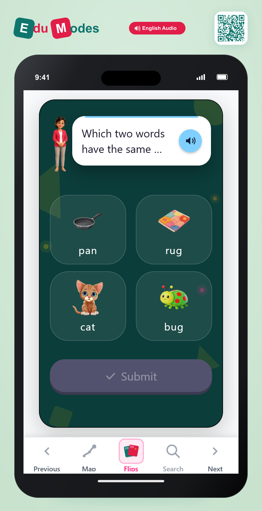 Which two words have the same ending? - Part 9 - Interactive Learning Game Preview