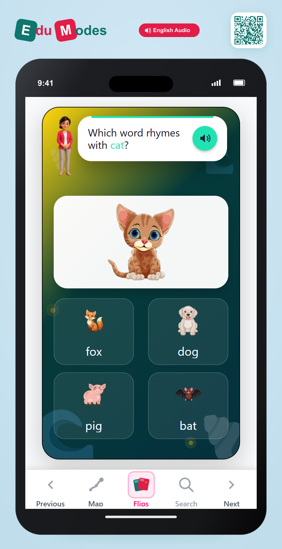 Rhyme: cat & bat - Interactive Learning Game Preview