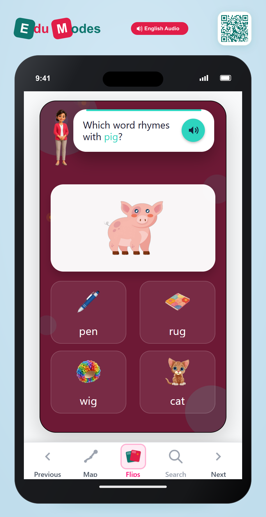 Rhyme: pig & wig - Interactive Learning Game Preview