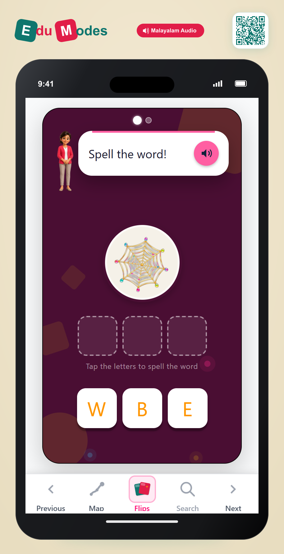 Identify Sounds in WEB & FOX (Malayalam) - Interactive Learning Game Preview