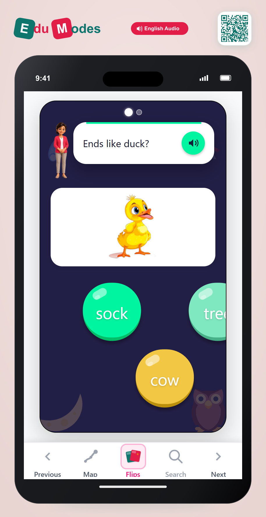 Which two words end with the same sound? - Part 7 - Interactive Learning Game Preview