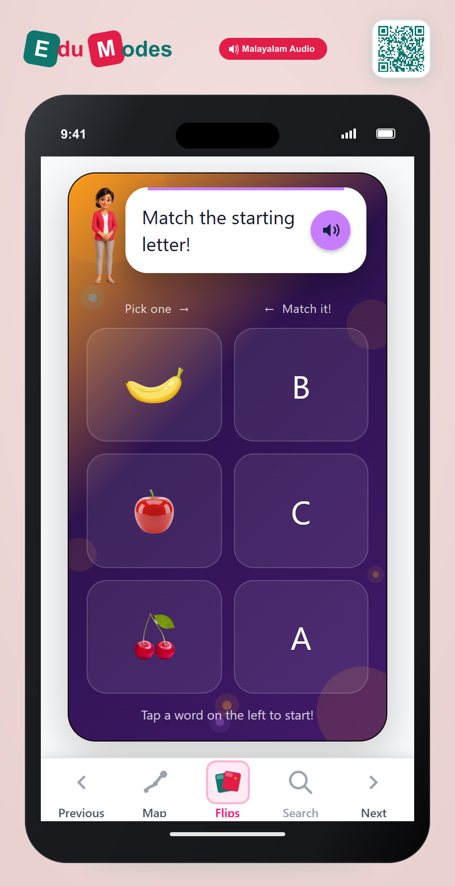 A to C - Matching (Malayalam) - Interactive Learning Game Preview