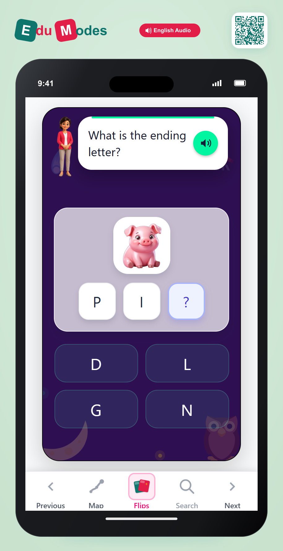 Ending Letter - Pig - Interactive Learning Game Preview