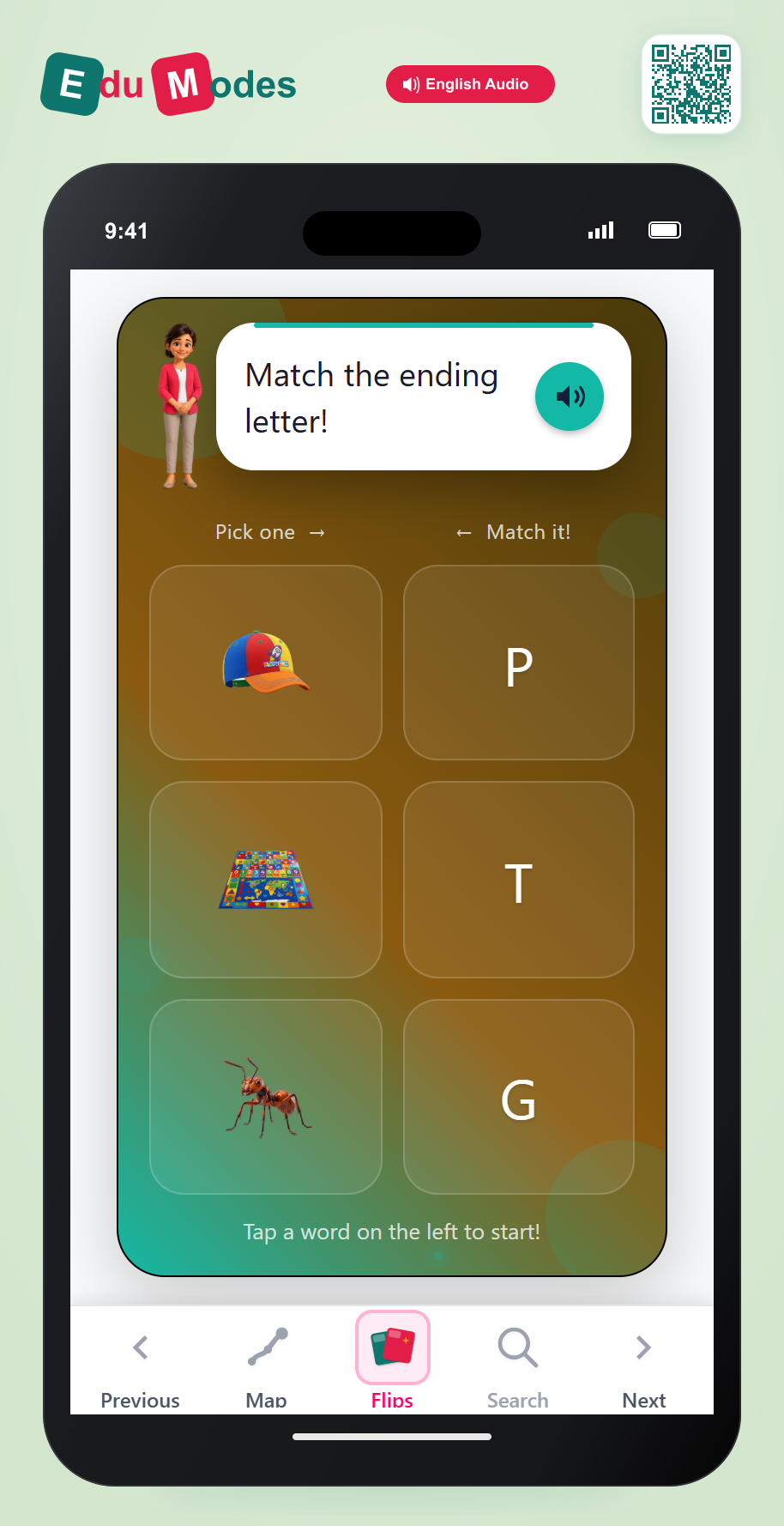 Ending Letter - Review Match - Interactive Learning Game Preview