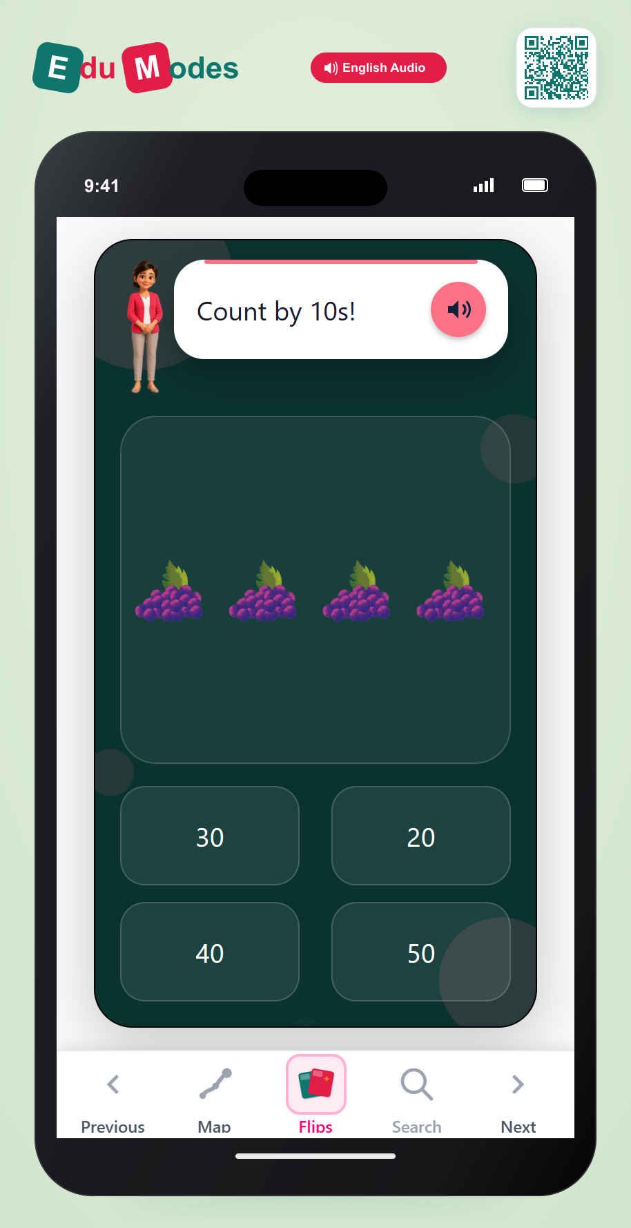 Count by 10s - 4 bunch of grapess - Interactive Learning Game Preview