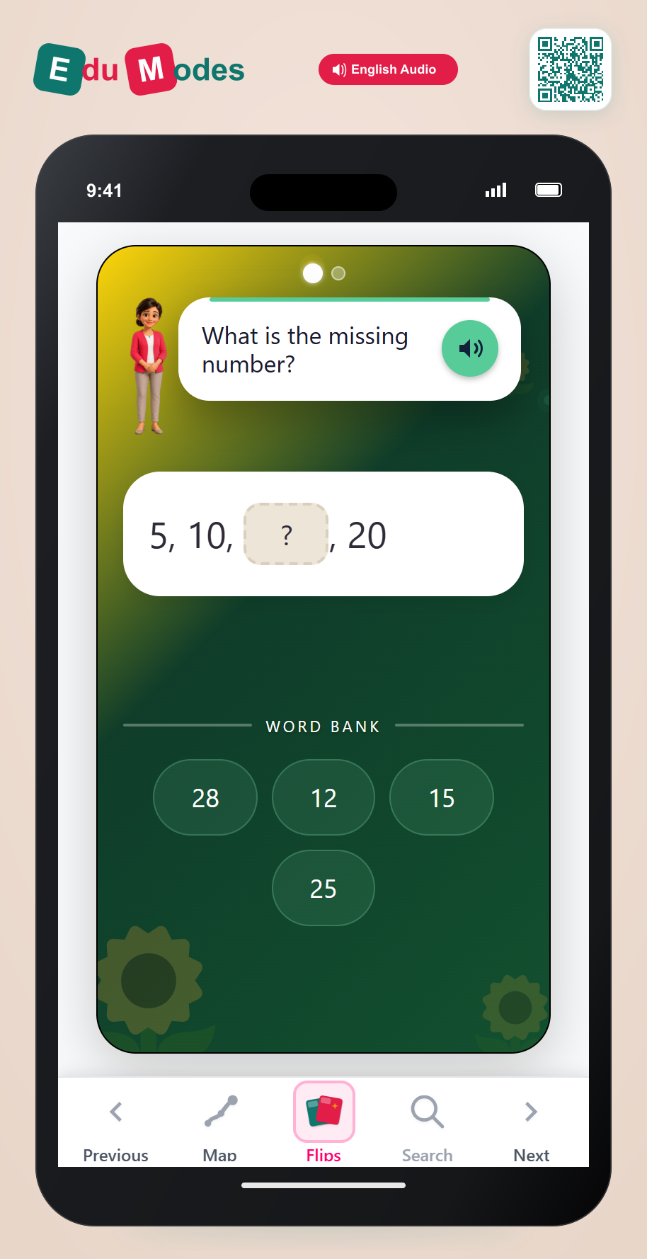 Grade 1 - Counting by twos, fives and tens - Flip 5 - Interactive Learning Game Preview