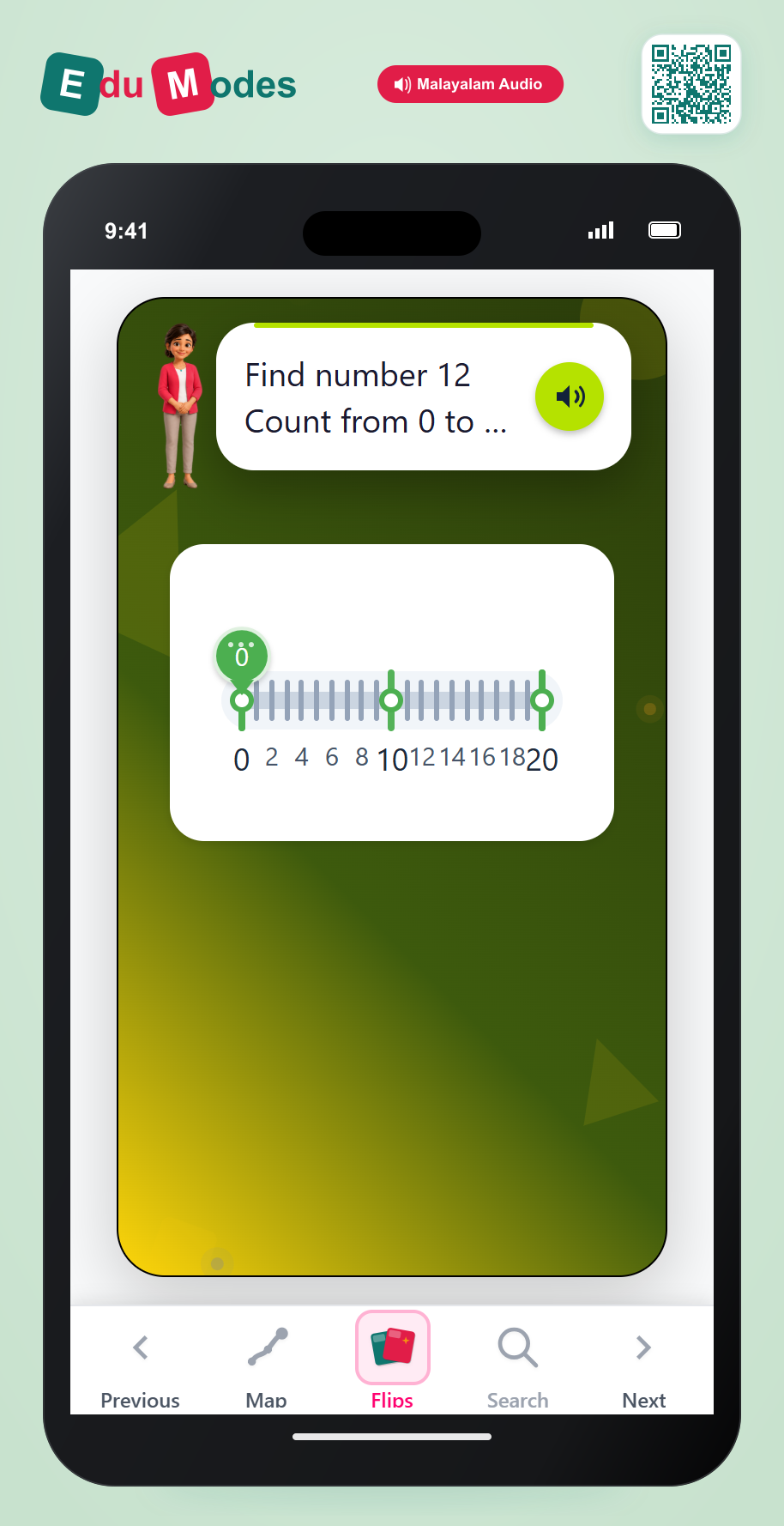 Place Number 0 to 20 (Malayalam) - Interactive Learning Game Preview