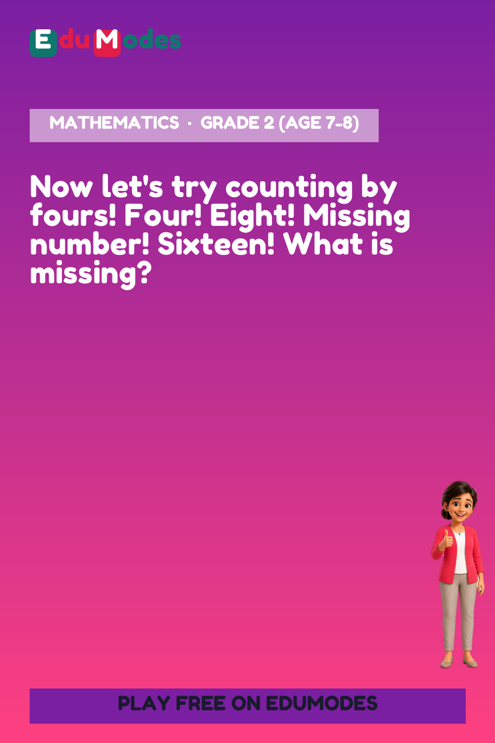 Skip-counting patterns - Count by 4s - Interactive Learning Game Preview