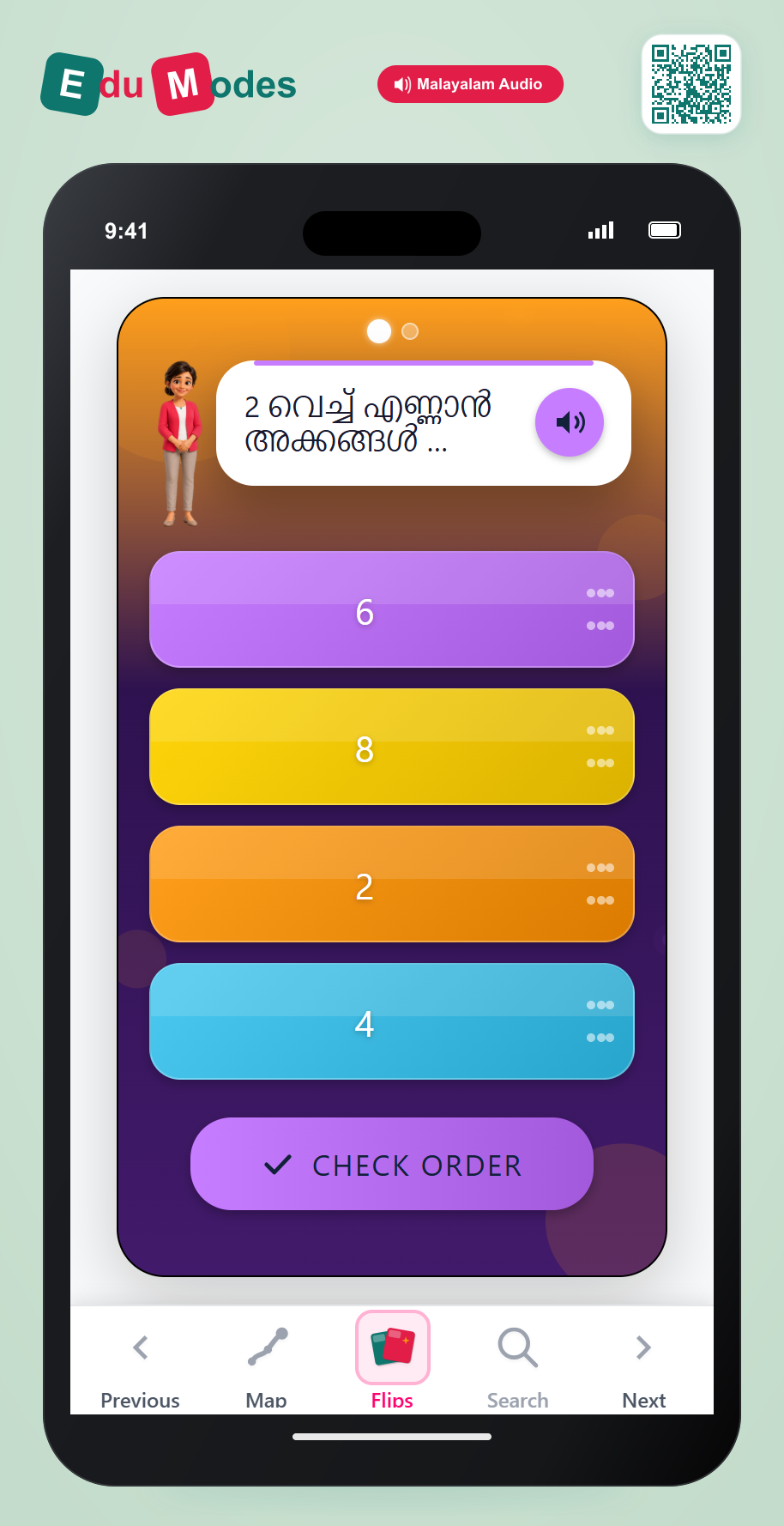 Skip-counting patterns - Count by 2s Order (Malayalam) - Interactive Learning Game Preview