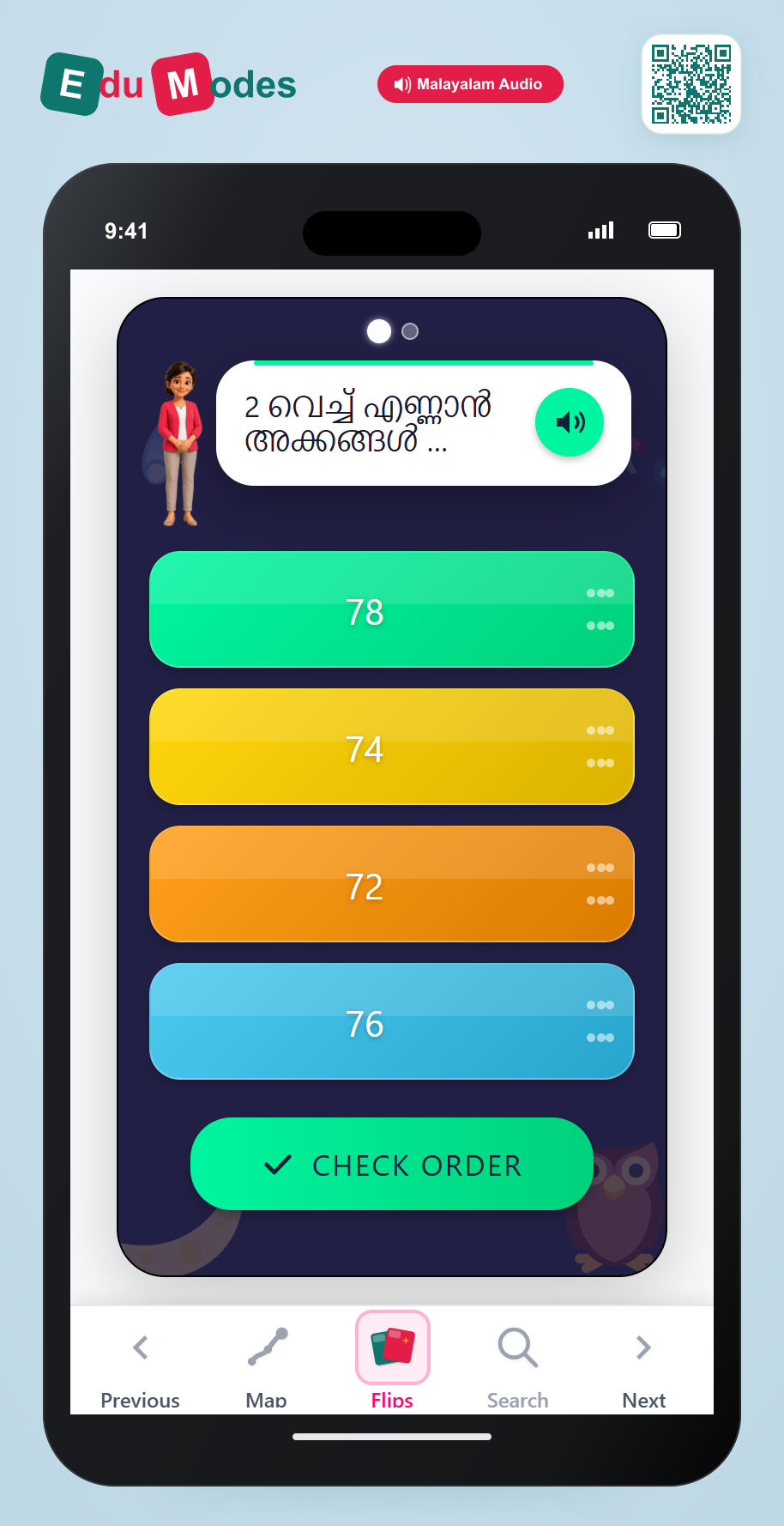 Counting patterns - up to 100 (Malayalam) - Order 2s - Interactive Learning Game Preview
