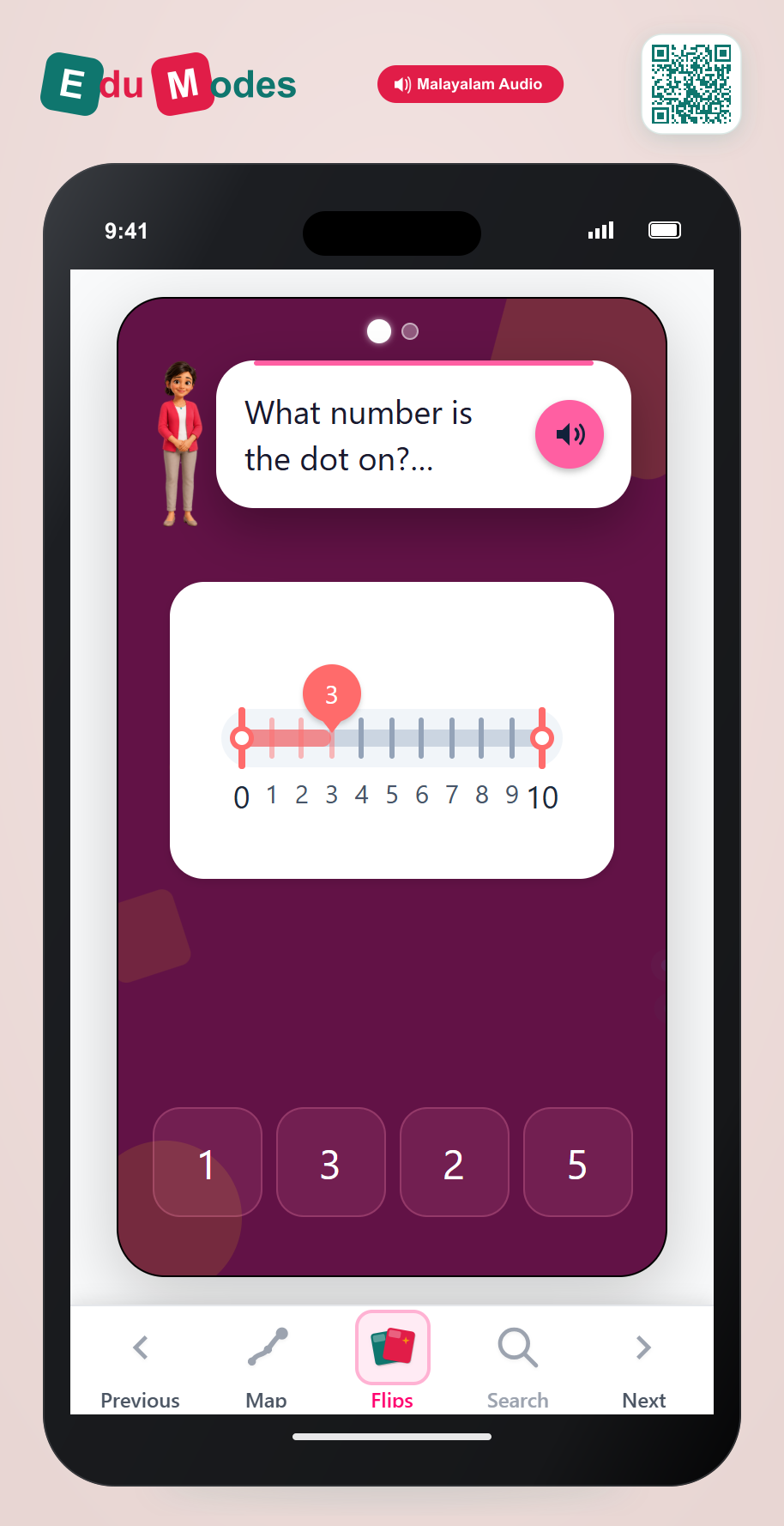Number Line 0-10 (Malayalam) - Interactive Learning Game Preview