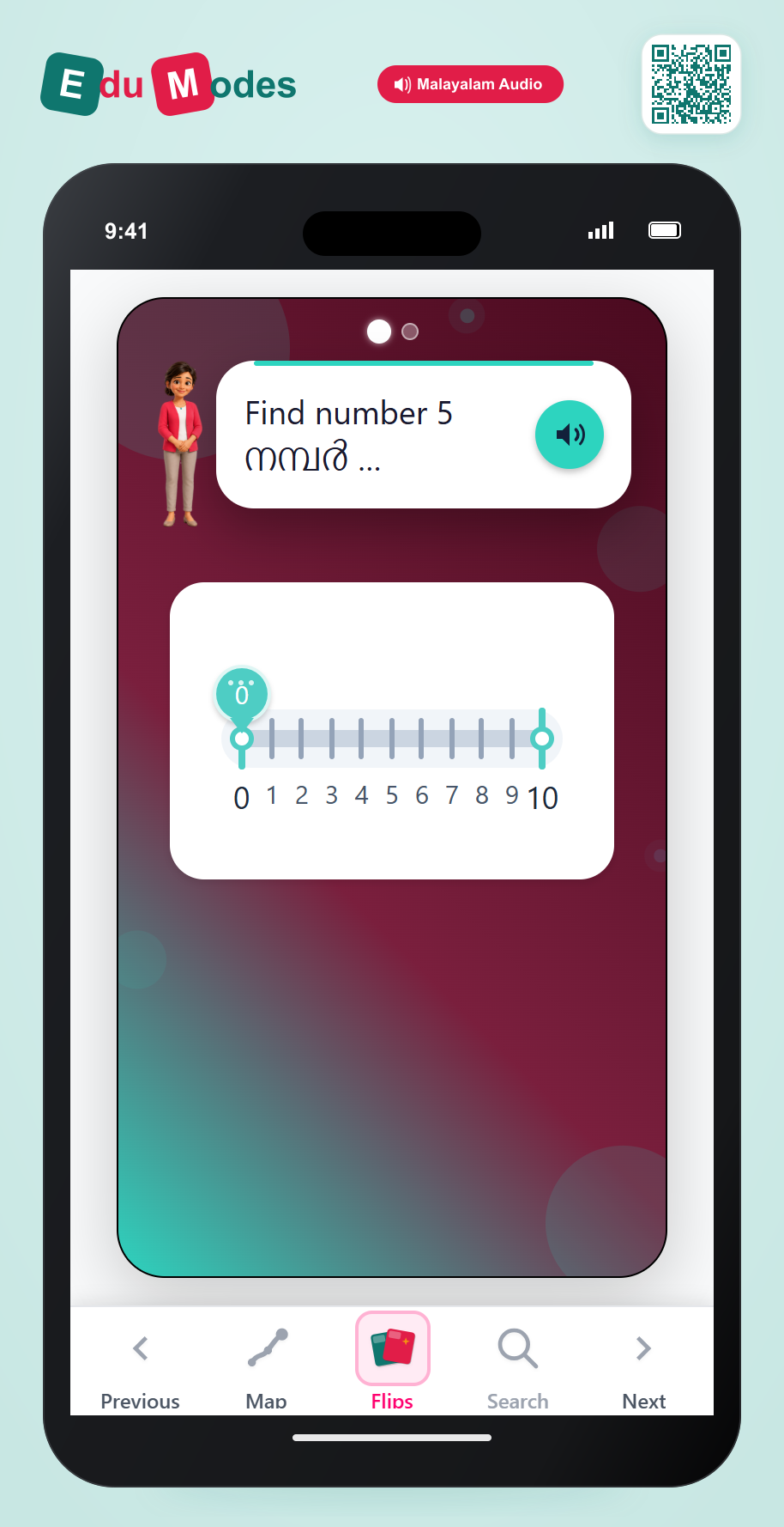 Place on Line 0-10 (Malayalam) - Interactive Learning Game Preview