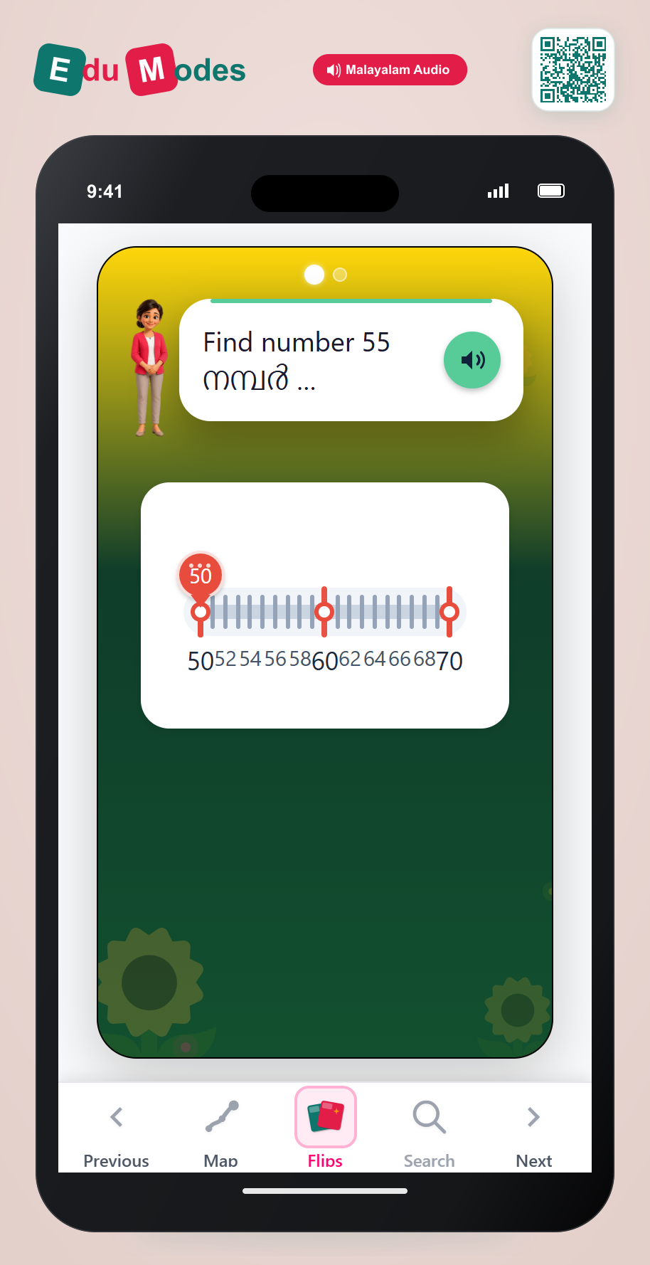 Place on Line 50-70 (Malayalam) - Interactive Learning Game Preview