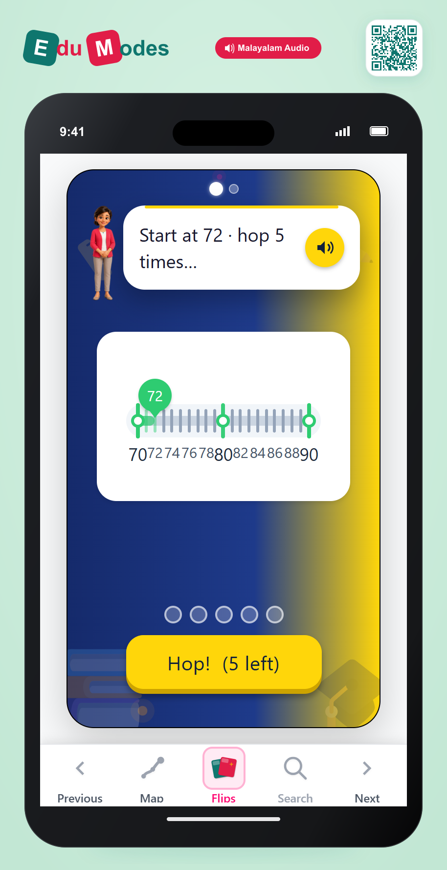 Hop on Line 70-90 (Malayalam) - Interactive Learning Game Preview