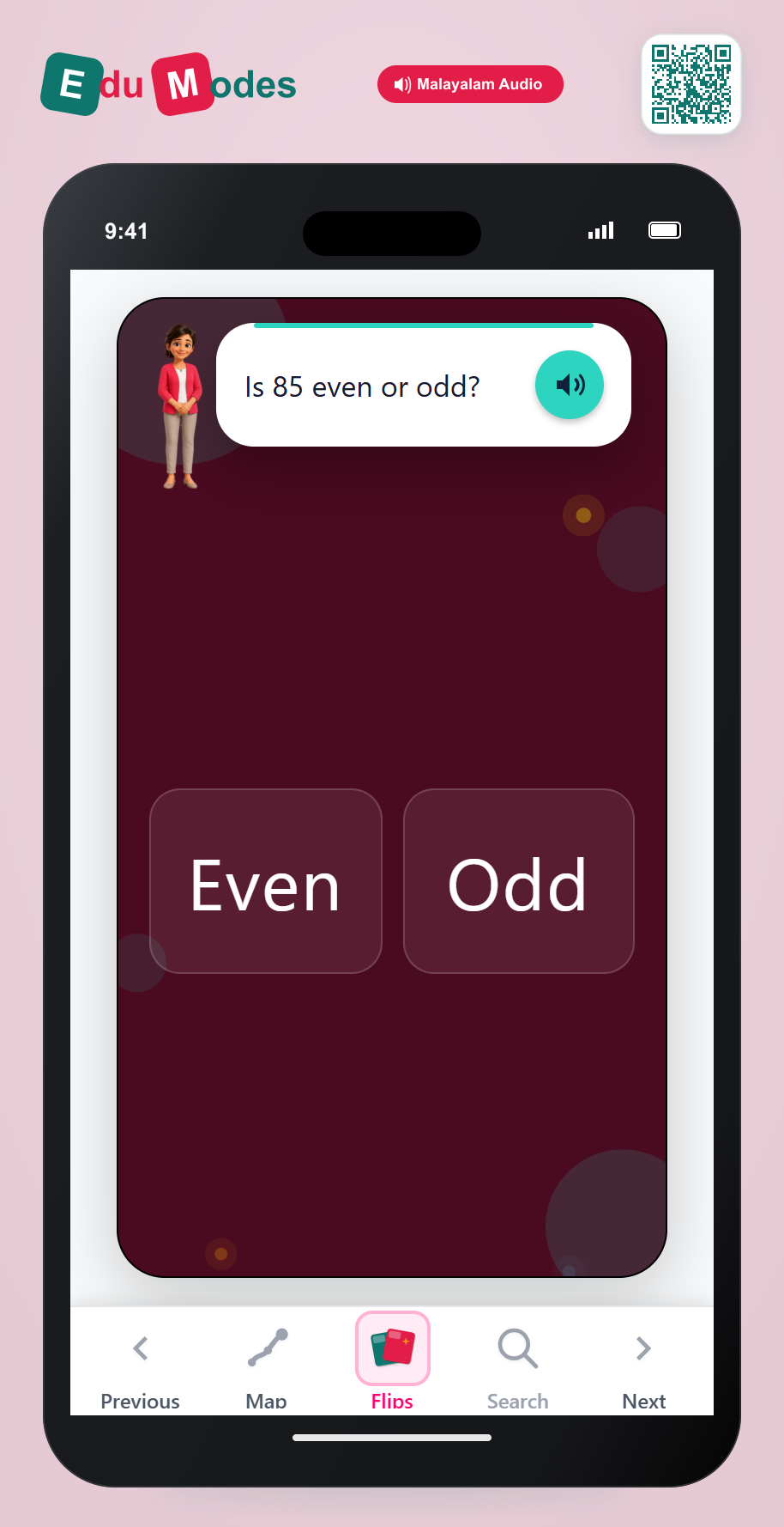 Identify numbers as even or odd - Identify 85 (Malayalam) - Interactive Learning Game Preview