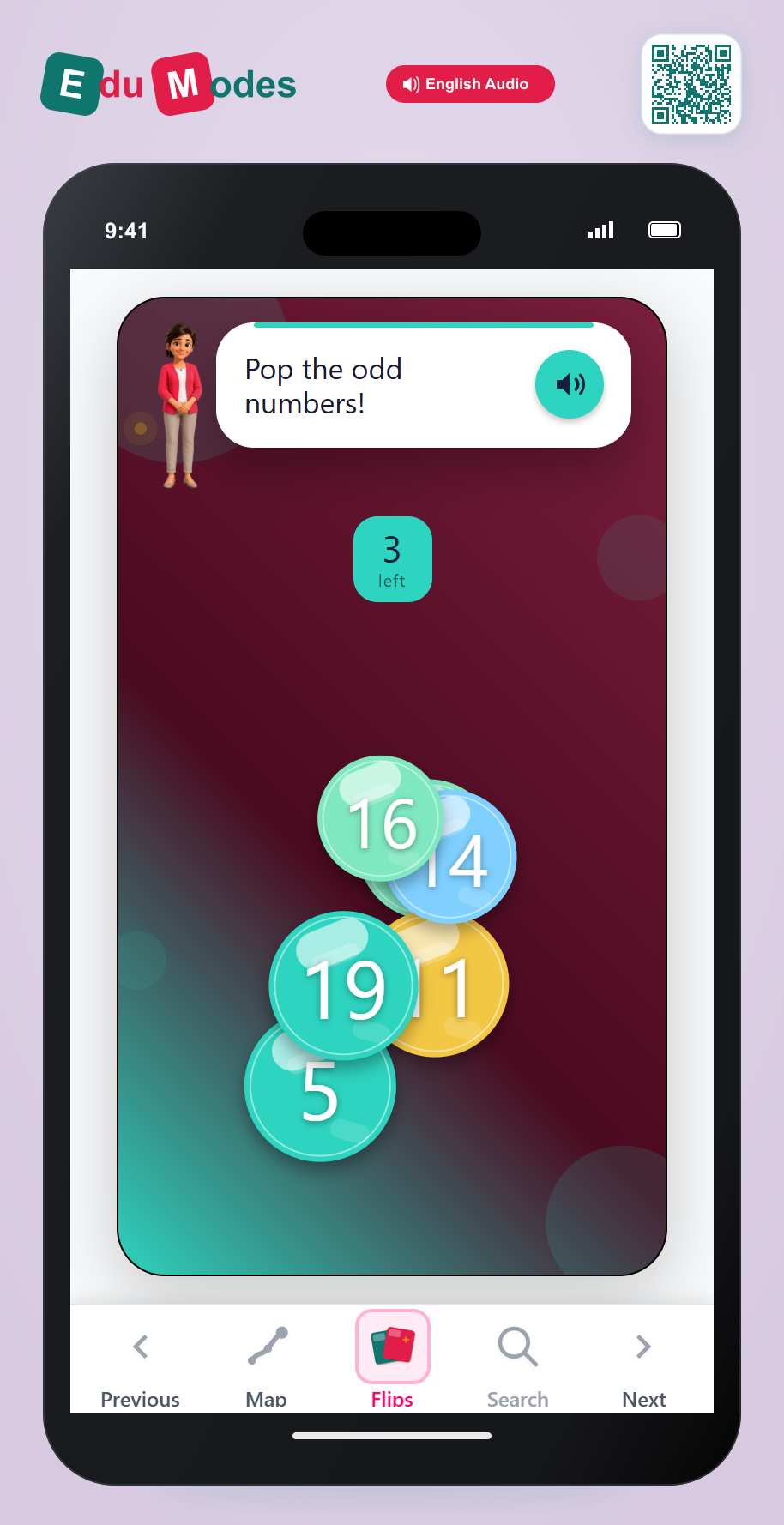 Identify numbers as even or odd - Pop Odd 20 - Interactive Learning Game Preview