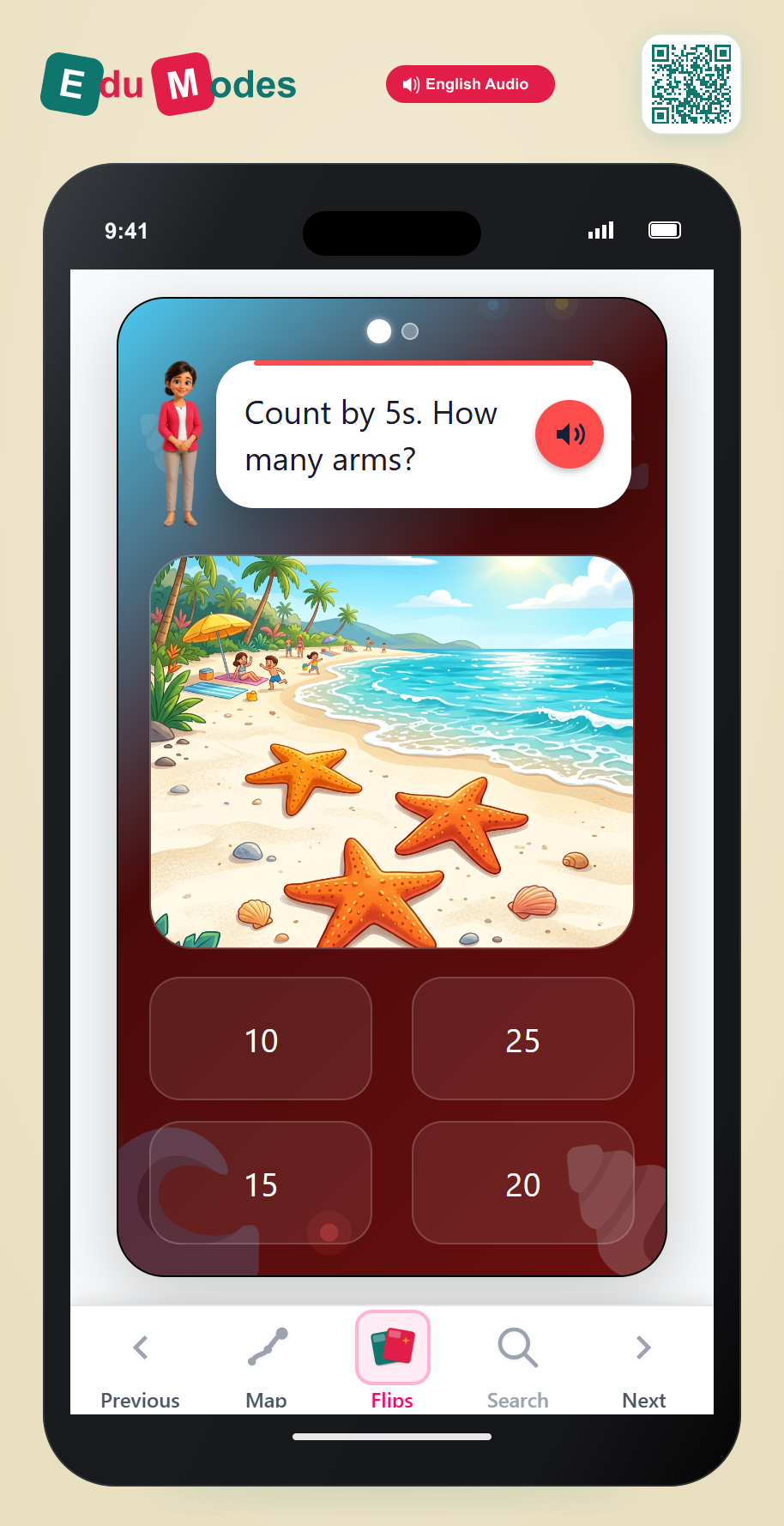 Skip-counting stories - Starfish 5s - Interactive Learning Game Preview