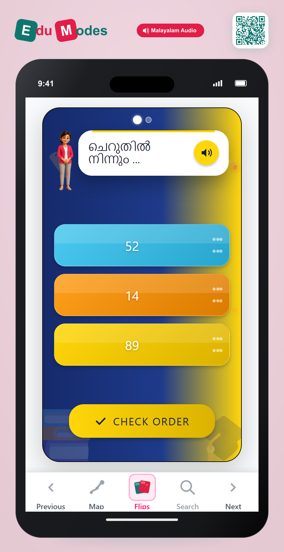 Put numbers up to 100 in order - Part 1 (Malayalam) - Interactive Learning Game Preview
