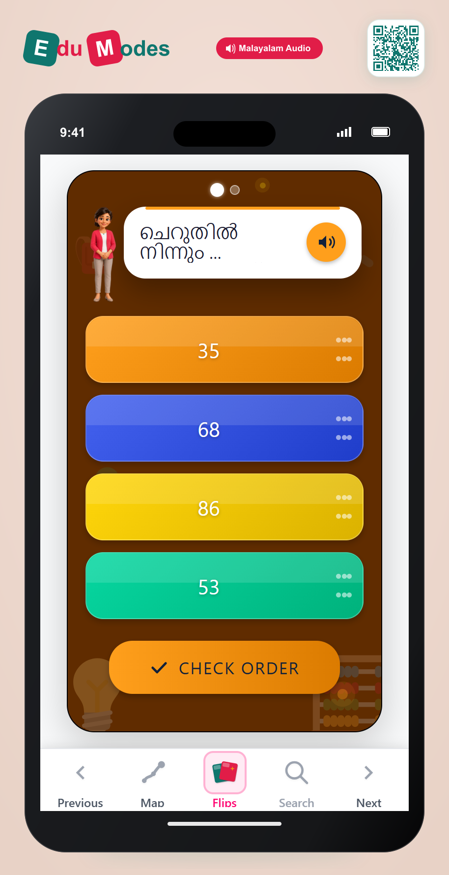 Put numbers up to 100 in order - Part 7 (Malayalam) - Interactive Learning Game Preview