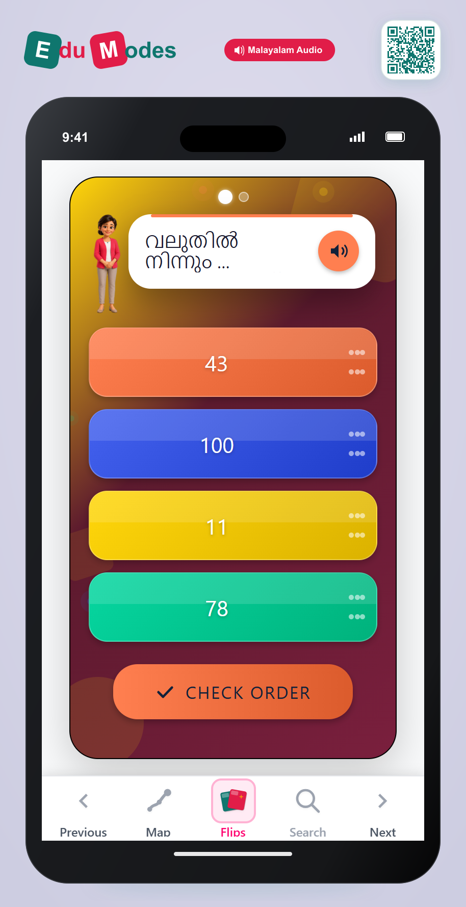 Put numbers up to 100 in order - Part 10 (Malayalam) - Interactive Learning Game Preview