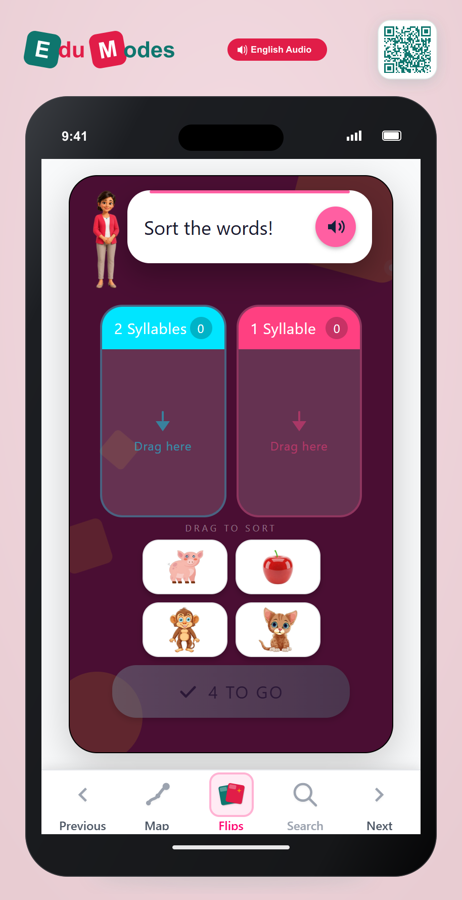 Sort by the number of syllables - Part 1 - Interactive Learning Game Preview