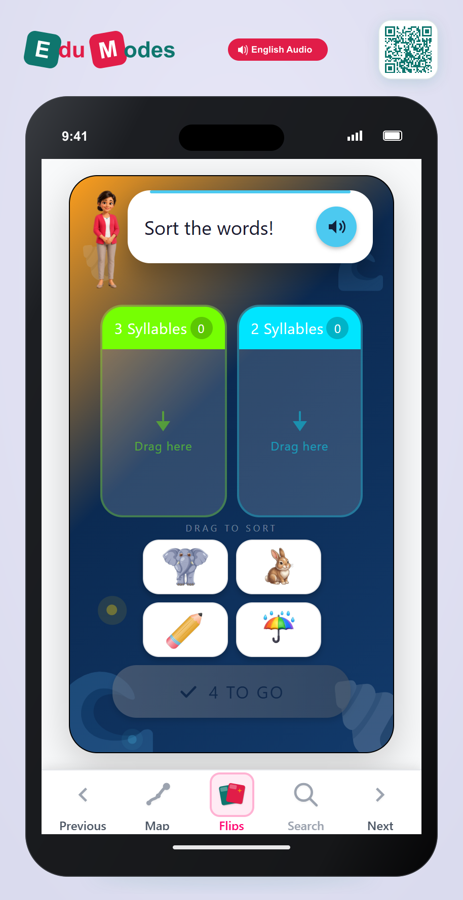 Sort by the number of syllables - Part 3 - Interactive Learning Game Preview