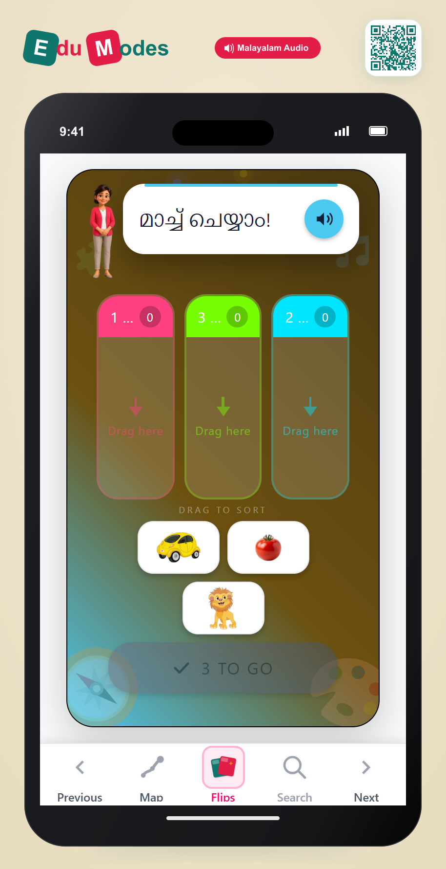 Sort by the number of syllables - Part 5 (Malayalam) - Interactive Learning Game Preview