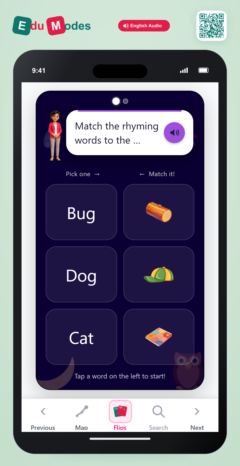 Rhyming Match Up Level 1 - Interactive Learning Game Preview