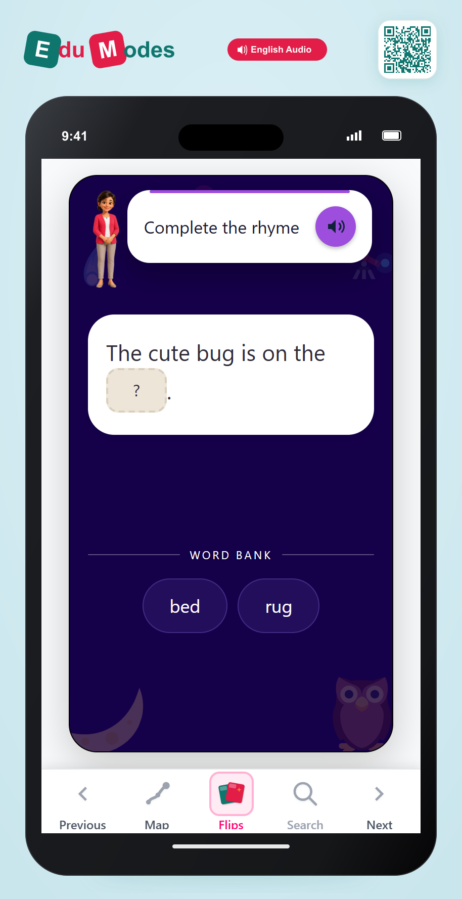 Complete the Rhyme: bug - Interactive Learning Game Preview