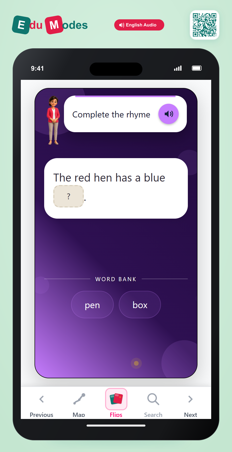 Complete the Rhyme: hen - Interactive Learning Game Preview