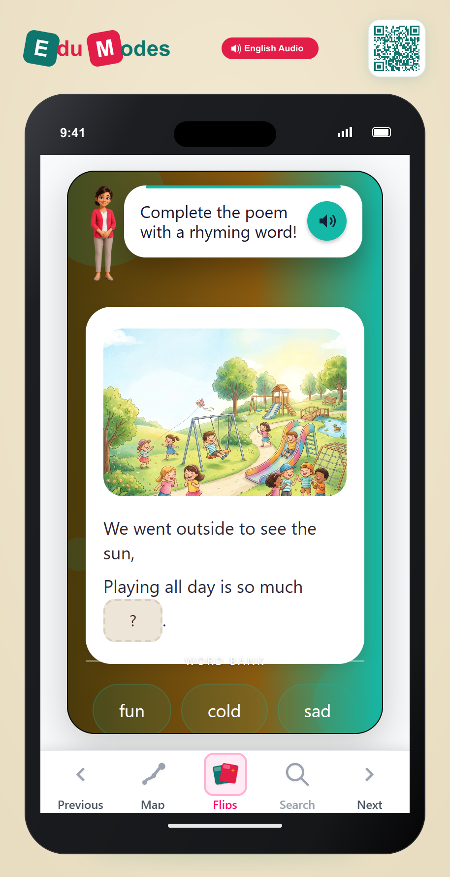 Poem Rhymes: sun and fun - Interactive Learning Game Preview