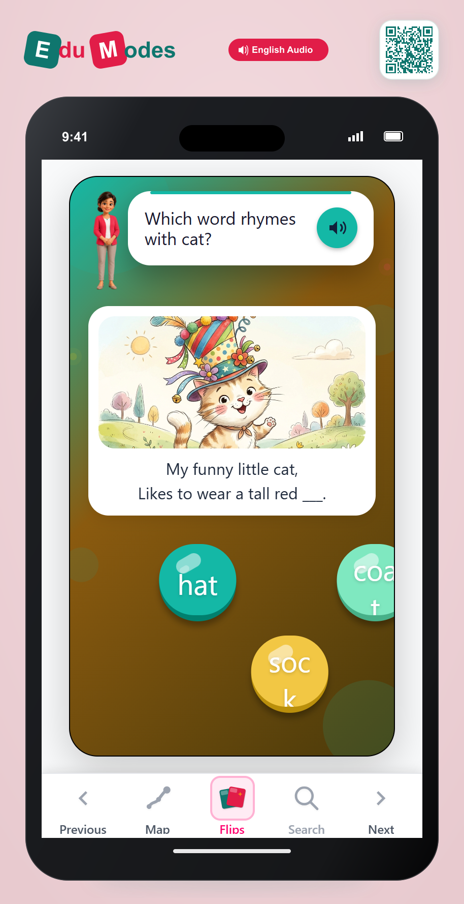 Poem Rhymes: cat and hat - Interactive Learning Game Preview