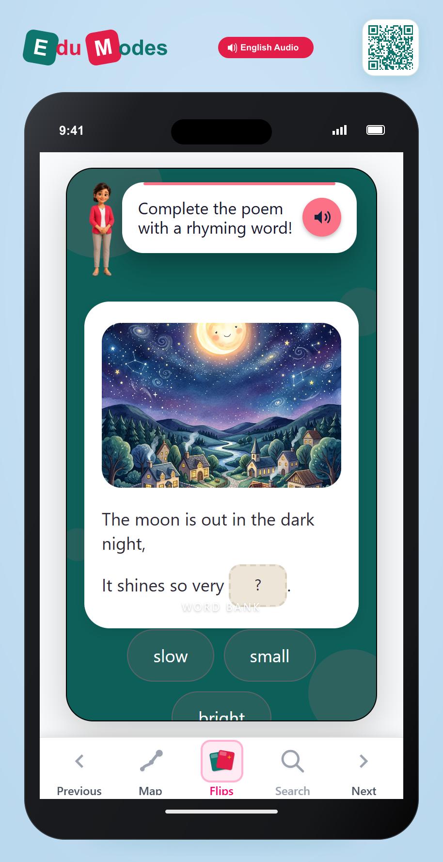 Poem Rhymes: night and bright - Interactive Learning Game Preview